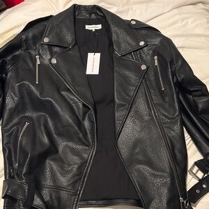 We Wore What Black Leather Moto Jacket